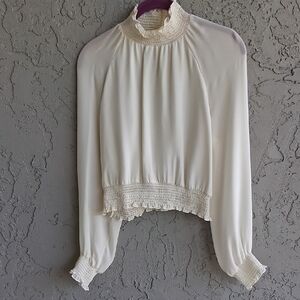 Cinq a Sept Cream Relaxed Ruffled Blouse